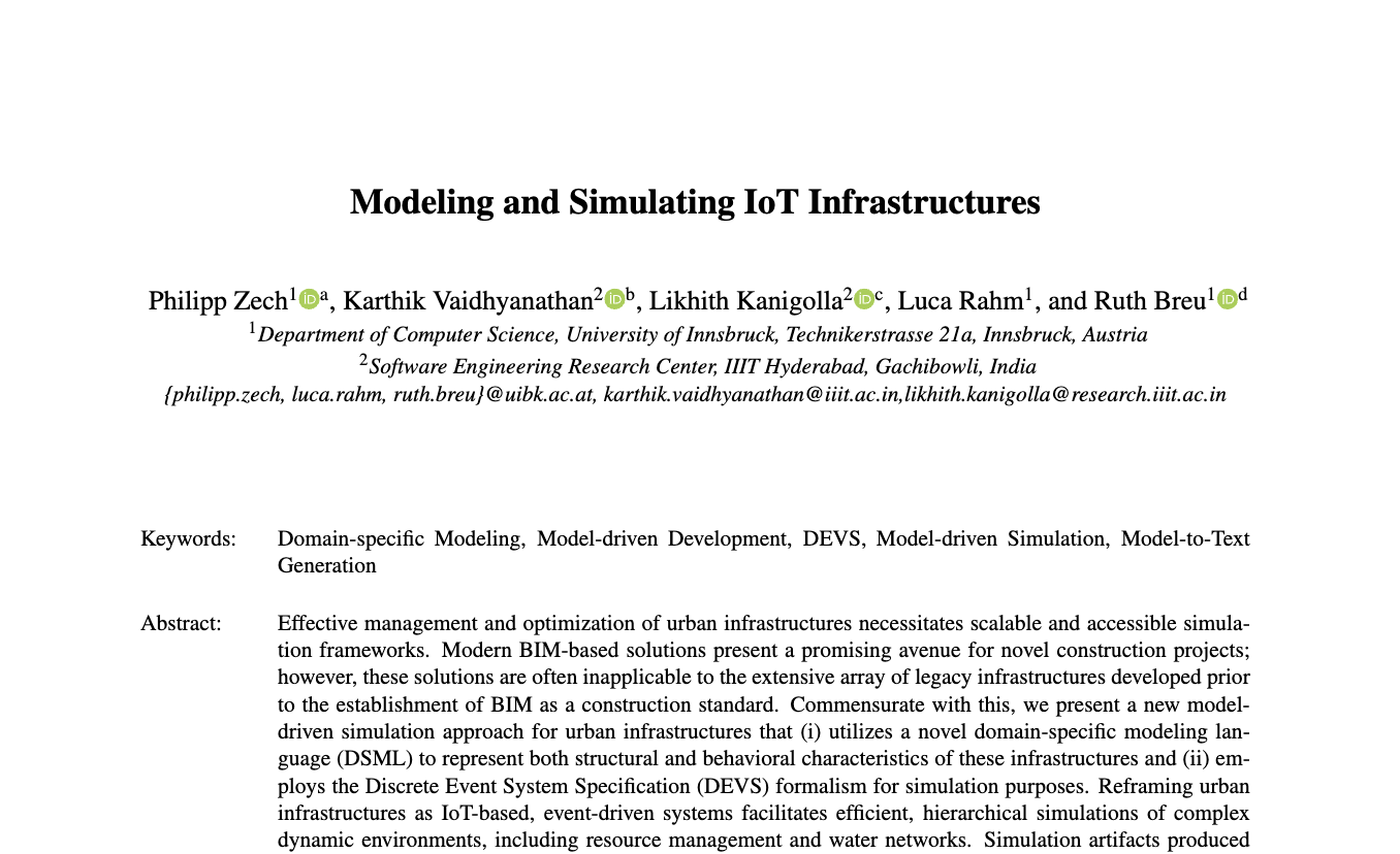 Modeling and Simulating IoT Infrastructures